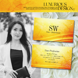 Cartão De Visita Decoração Amarelo-Amarelo-Marmorizada Curva com Mo
