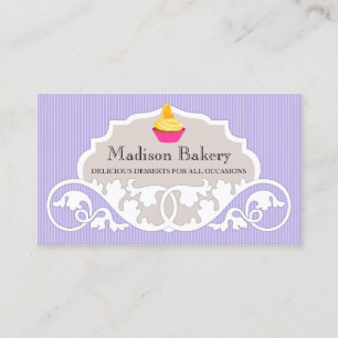 Cartão De Visita Decoração da Cabeça de Cupcake Elegante