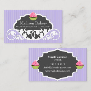 Cartão De Visita Decoração da Cabeça de Cupcake Elegante