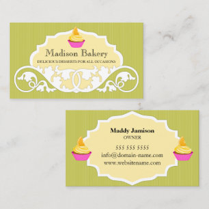 Cartão De Visita Decoração da Cabeça de Cupcake Elegante