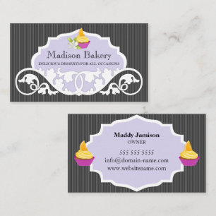 Cartão De Visita Decoração da Cabeça de Cupcake Elegante