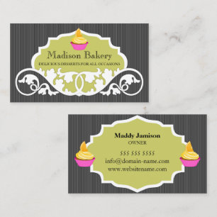 Cartão De Visita Decoração da Cabeça de Cupcake Elegante