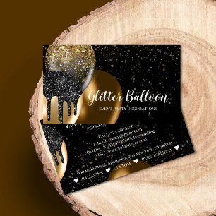 Cartão De Visita Decoração de festa preta Plano de evento de aniver