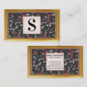 Cartão De Visita Decoração de Flores e Folhas Quadro antigo