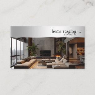 Cartão De Visita Decoração Moderna em Prata para Staging de Casa