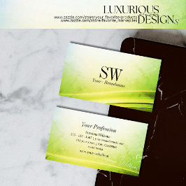 Cartão De Visita Decoração Verde Clássica Marble Curvada com Monogr