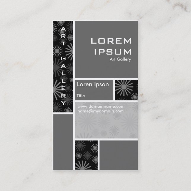 Cartão De Visita Decorado Mondrian - Cinzas (Frente)