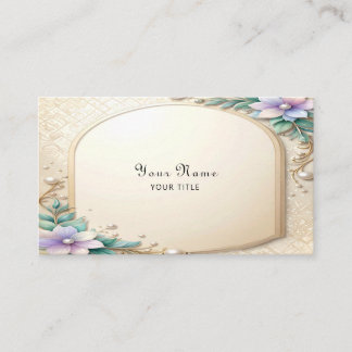 Cartão De Visita Decorative Floral Frame with Pearls Business Card