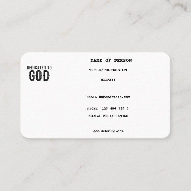 CARTÃO DE VISITA DEDICADO A DEUS TEXTO NEGRO LEGAL PERSONALIZÁVEL (Frente)
