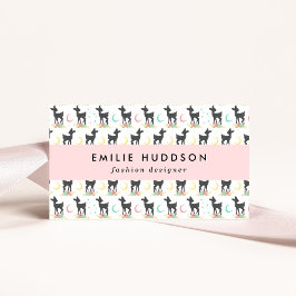 Cartão De Visita Deer Pattern, Baby Deer, Boho, Flores, Lua