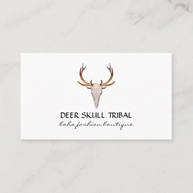 Cartão De Visita Deer Skull Horn Boho Tribal (Frente)