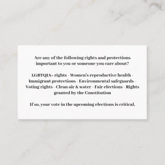Cartão De Visita Defender a democracia - Votar azul