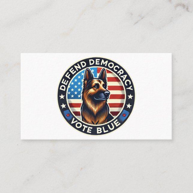 Cartão De Visita Defender a Democracia - Votar Azul - German shephe (Frente)