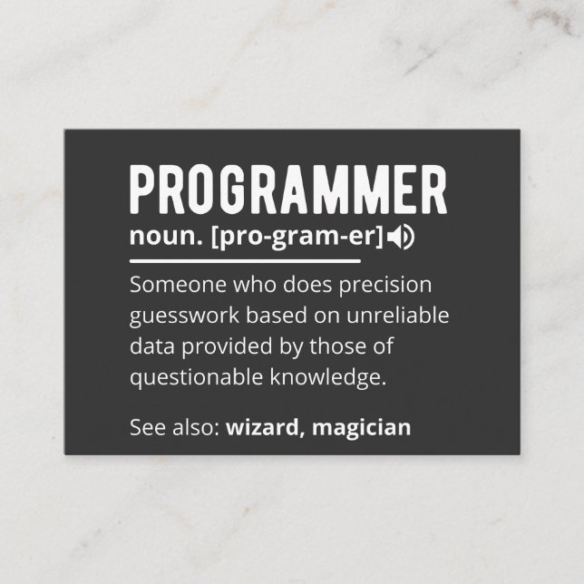 Cartão De Visita Definição Significado de Programador de Código Des (Frente)