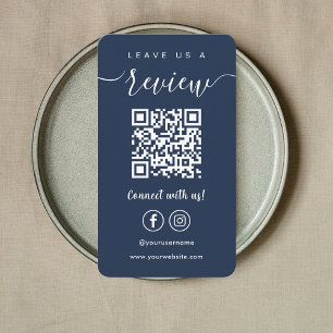 Cartão De Visita Deixe-nos um Marinho de Código Qr do Instagram do