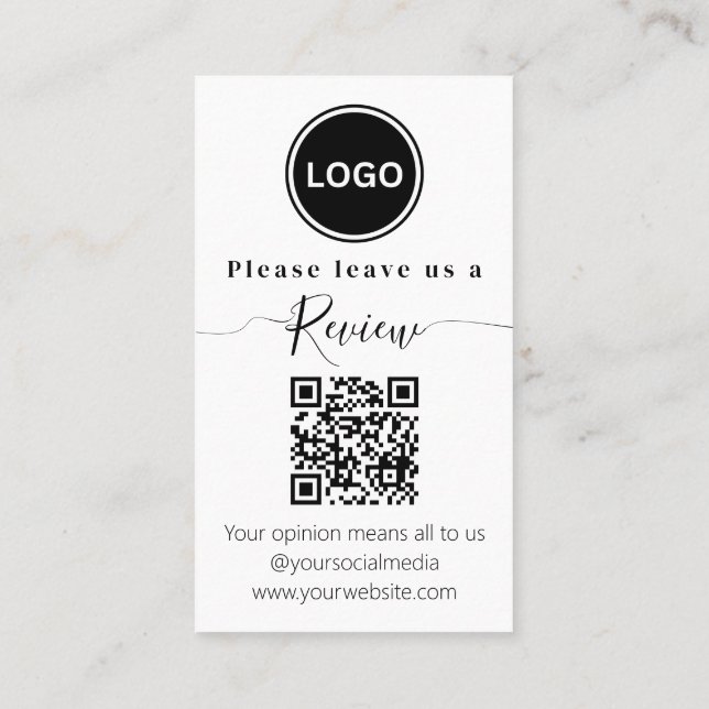 Cartão De Visita Deixe-nos uma avaliação | QR code Moderno (Verso)