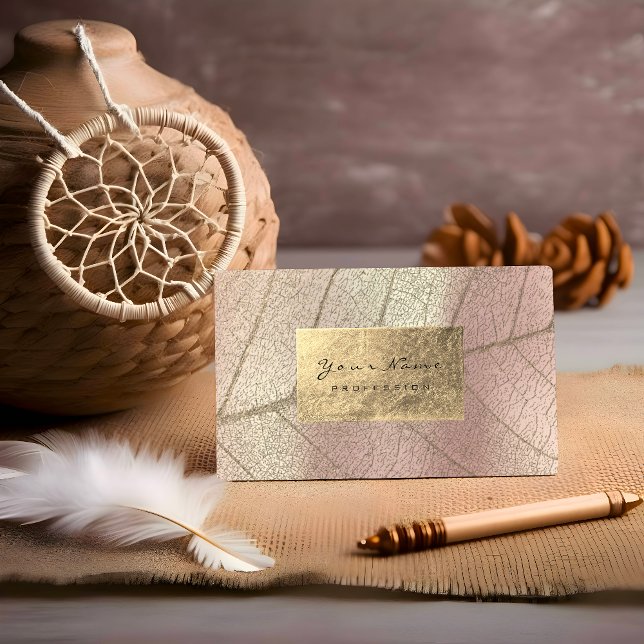 Cartão De Visita Delicado Botânico Da Folha De Ouro Da Sepia rosa (Rose Pearly Sepia Gold Foil Botanical Delicate Business Card)