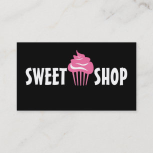 Cartão De Visita Deliciosos Cupcakes Rosa Negócios de Padaria e Cat