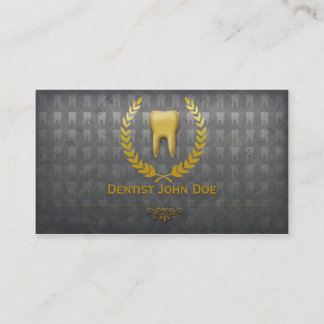 cartão de visita dental do dentista dourado