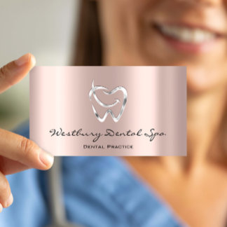 Cartão De Visita Dental Studio Smile Logo Silver Rosa Dentista