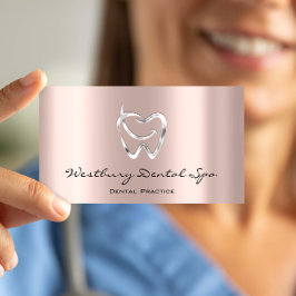 Cartão De Visita Dental Studio Smile Logo Silver Rosa Dentista