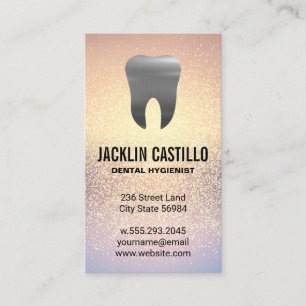 Cartão De Visita Dente Metálico de Prata Indústria Shimmer