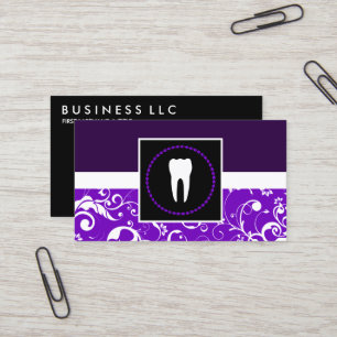 Cartão De Visita dente roxo do damasco da odontologia profissional