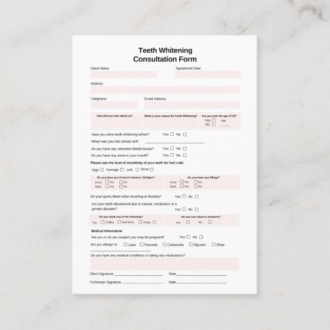 Cartão De Visita Dentes - Formulário de consulta (Frente)