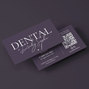 Cartão De Visita Dentista Cosmético Dental Mínimo Roxo Empoeirado