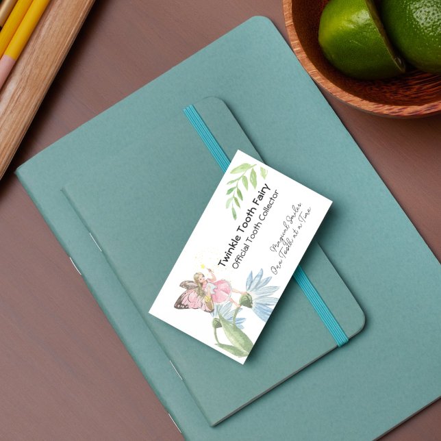 Cartão De Visita Dentista de fada de dente de aquarela mágica (Magical Watercolor Tooth Fairy Dentist Business Card)