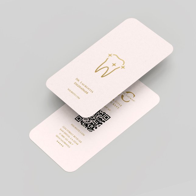 Cartão De Visita Dentista de Monograma Moderno Rosa Dourado (Modern Monogram Dentist Pink Gold Business Card
)