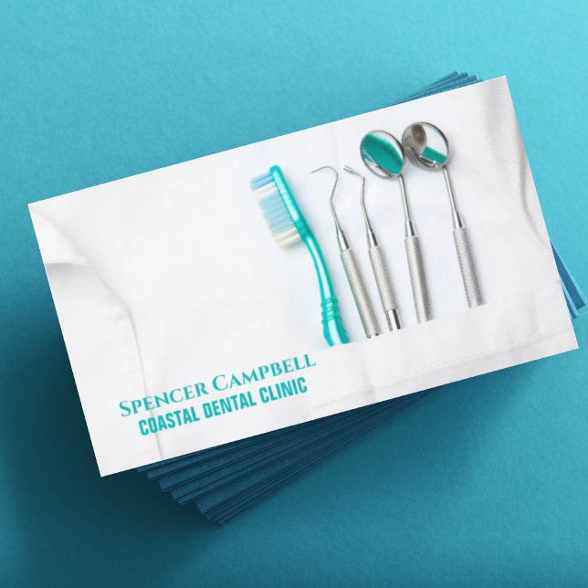Cartão De Visita Dentista de Suprimentos Profissionais (Professional Dental Office Supplies Dentist Business Card)