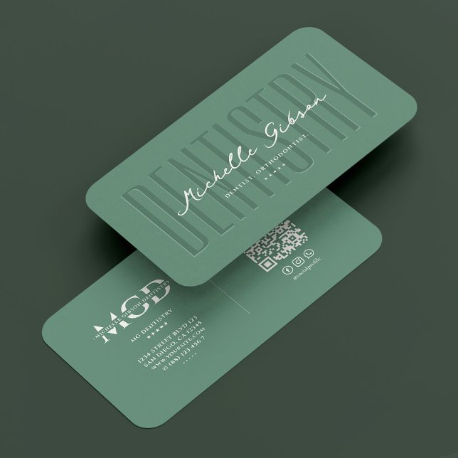 Cartão De Visita Dentista Dental Moderno Odontologia Dentista Teal (Dentist Dental Modern Dentistry Dusty Teal Business Card
)