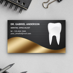 Cartão De Visita Dentista dentário de fibra de carbono Dourada