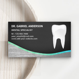 Cartão De Visita Dentista dentário do dente de aço preto em malha
