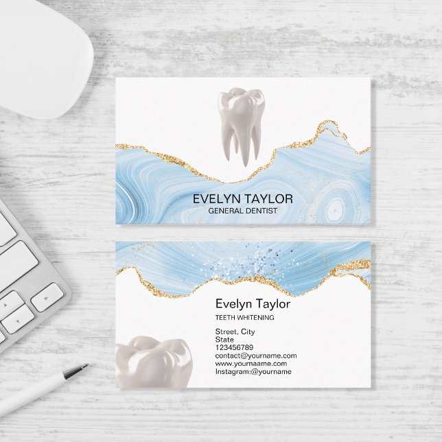 Cartão De Visita Dentista Dentista Dente Clínica dentária Luminosa (Criador carregado)