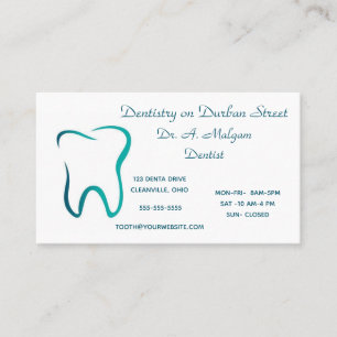 Cartão De Visita Dentista editável no dente da rua Durban