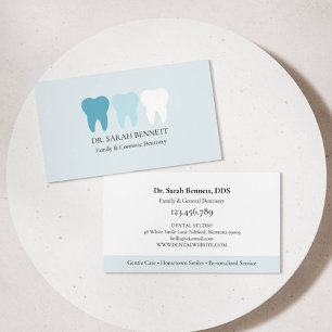 Cartão De Visita Dentista elegante azul claro profissional