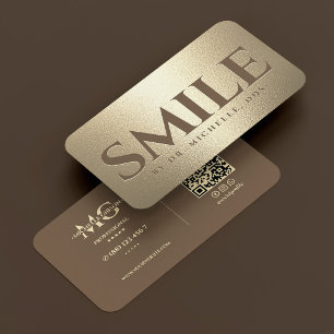 Cartão De Visita Dentista Elegante Cosmético Dental Marrom Dourado