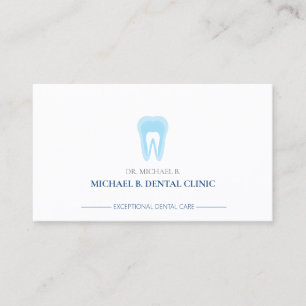 Cartão De Visita Dentista Minimalista Moderno Logotipo de Dente Azu