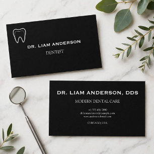 Cartão De Visita Dentista Minimalista Preto Moderno