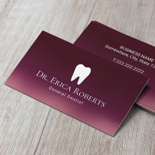 Cartão De Visita Dentista Modern Burgundy Red Ombre Dental