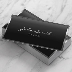 Cartão De Visita Dentista Modern Metal enquadrou o tratamento dent