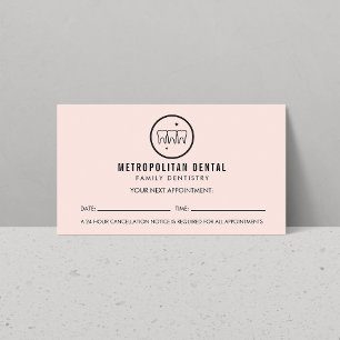 Cartão De Visita Dentista moderno Dente preto Logotipo rosa