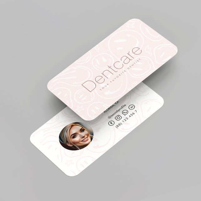 Cartão De Visita Dentista moderno - Ortodontista Dental Rosa Sorris (Modern Dentist Dental Orthodontist Pink Smile Business Card
)