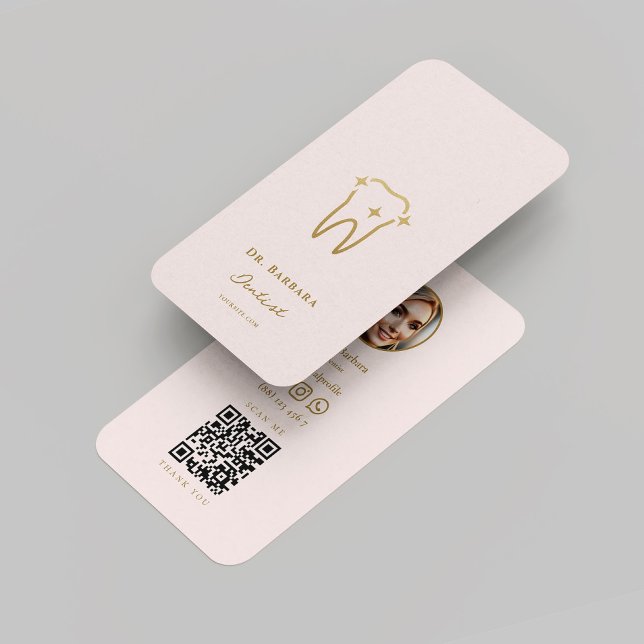 Cartão De Visita Dentista moderno Pearl Dourado Ortodontista Dental (Modern Dentist Pearl Pink Gold Dental Orthodontist Business Card
)