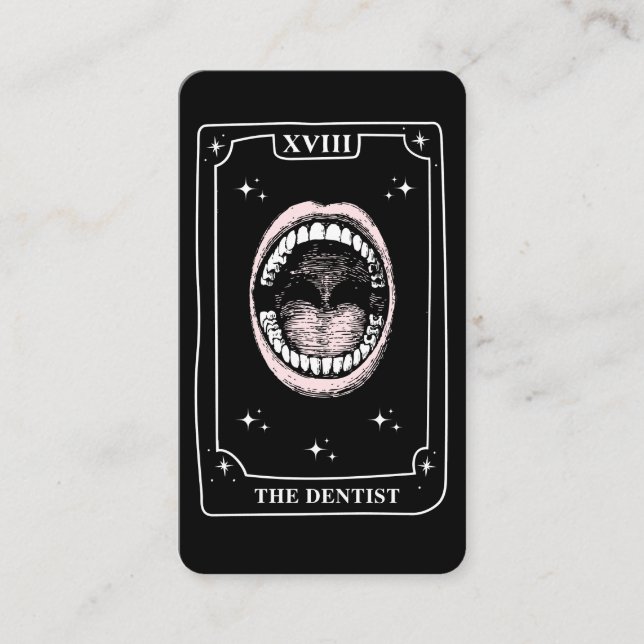 Cartão De Visita Dentista Preto e Branco da Placa Tarot Mística (Frente)