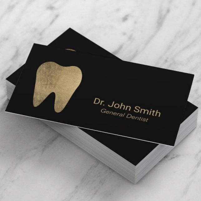Cartão De Visita Dentista profissional Black & Dourado Dental Care (Criador carregado)