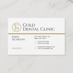 Cartão De Visita Dentista profissional   Clínica dentária Dourada