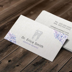 Cartão De Visita Dentista Vintage Floral Glitoral Dentagem Dentári